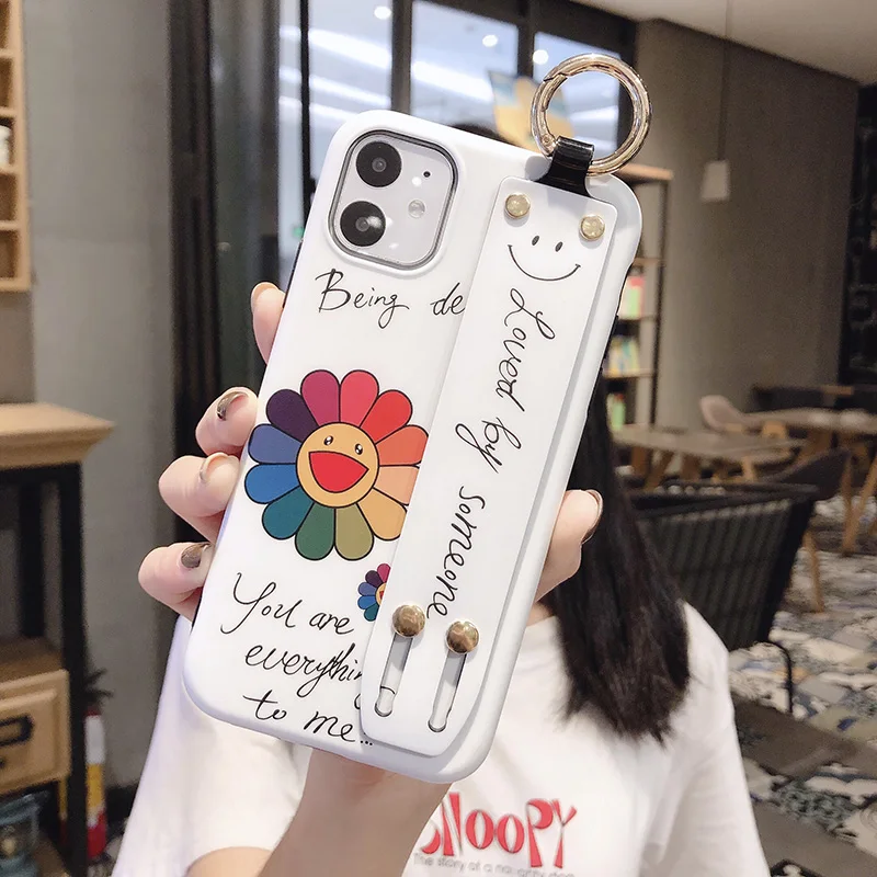 Чехол с подсолнухом для iPhone 11 Pro X XR XS Max 7 8 Plus симпатичный милый чехол ремешком