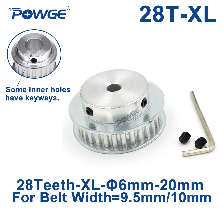 POWGE Trapezoid 28 Teeth XL Timing pulley Bore 6/6.35/8/10/12/14/16/17/18/19/20mm for width 10mm Synchronous Belt 28teeth 28T |