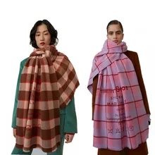 Шарф AC цвета Checker для зимы в Европе и Америке in2018, с принтом имитация кашемира теплая сетка Красная шаль пара шарф