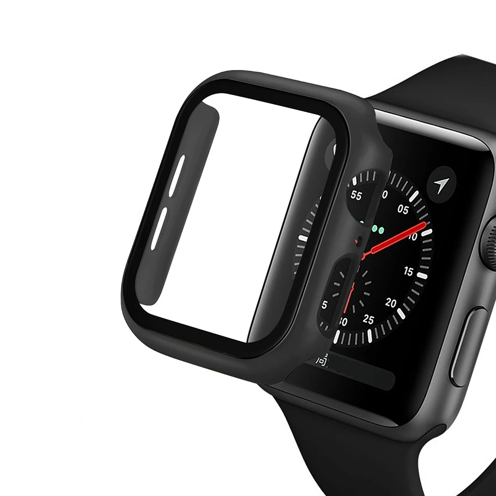 Чехол из поликарбоната для Apple Watch 5, 4, 40 мм, 44 мм, защитный чехол из закаленного стекла для iWatch 3, 2, 1, 42 мм, 38 мм, чехол для часов