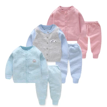 

Cute Newborn Baby Sweaters Sets 2pcs Knitted Long Sleeve Sweater+Pants Autumn/Winter Knitting Clothes Infant Boys Girls Suits