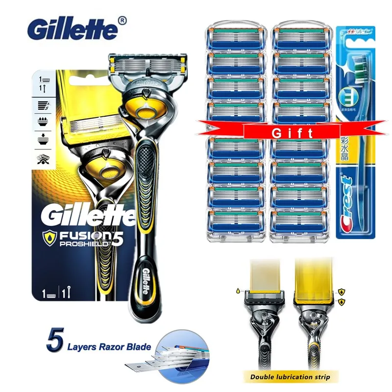 

Gillette Fusion Proshield Men Shaver Razor Blade Machine for Shaving Blades 5 Layer Cassettes for Replacebale Blades Get Gift