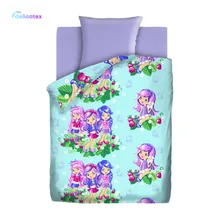 КПБ Delicatex 1.5 хлопок "Непоседа"(70х70) рис. 16012-1/лиловый Земляничка