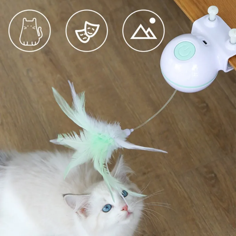 USB кошка Электрический Дразнилка для кошки палочка перо(съемный) автоматический котенок шарик-игрушка для питомцев Котик-Тизер Игрушка
