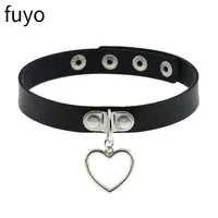 Croix noire gothique Punk Pu cuir colliers ras du cou collier Rock bijoux pour femmes homme 3