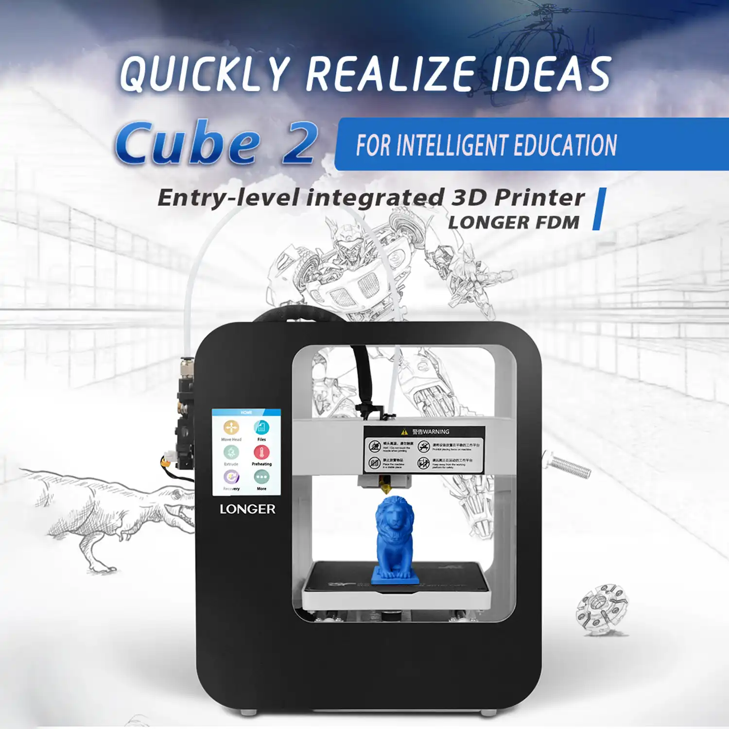 longer cube 2 3d printer