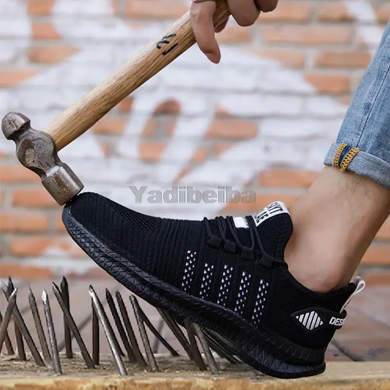 Safety Shoes Work Safety Shoes Men Women Work Sneakers Summer Breathable Construction Shoes Steel Toe Safety Boots Anti-Puncture Boots safety shoes,men shoes