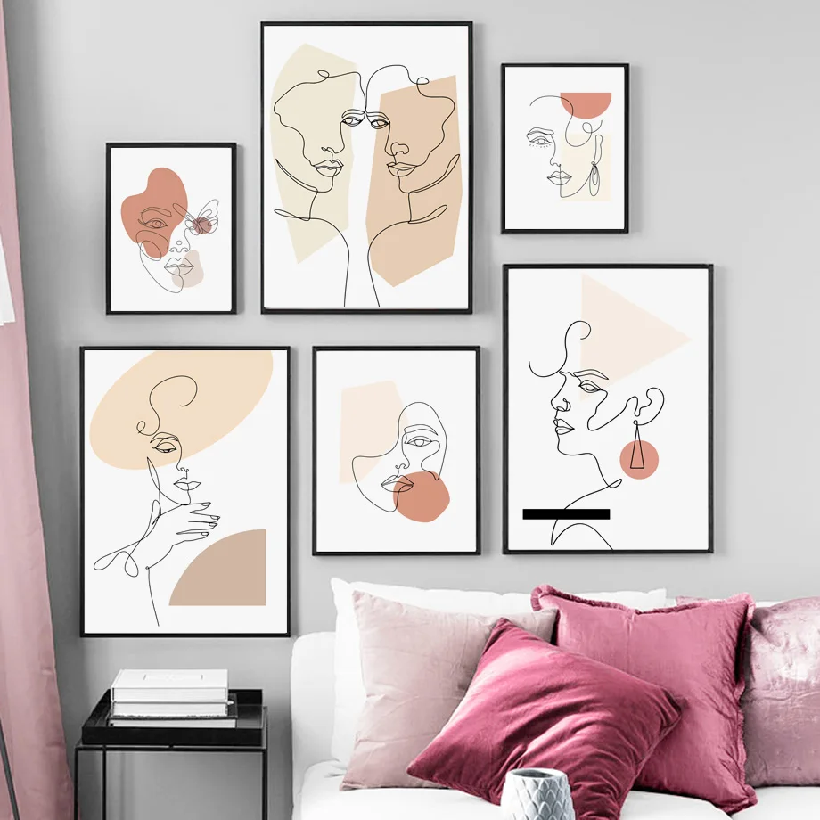 

Minimalism Abstract Girl Line geometry figure Nordic Posters And Prints Wall Art Canvas Painting Decor Pictures For Living Room