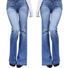 Женские джинсы с высокой талией для стройных, обтягивающее, модные повседневные женские расклешенные брюки на молнии, джинсовые брюки с карманами