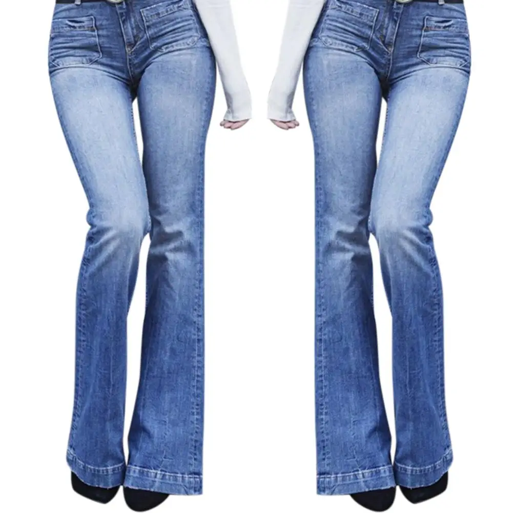 Женские джинсы с высокой талией для стройных, обтягивающее, модные повседневные женские расклешенные брюки на молнии, джинсовые брюки с