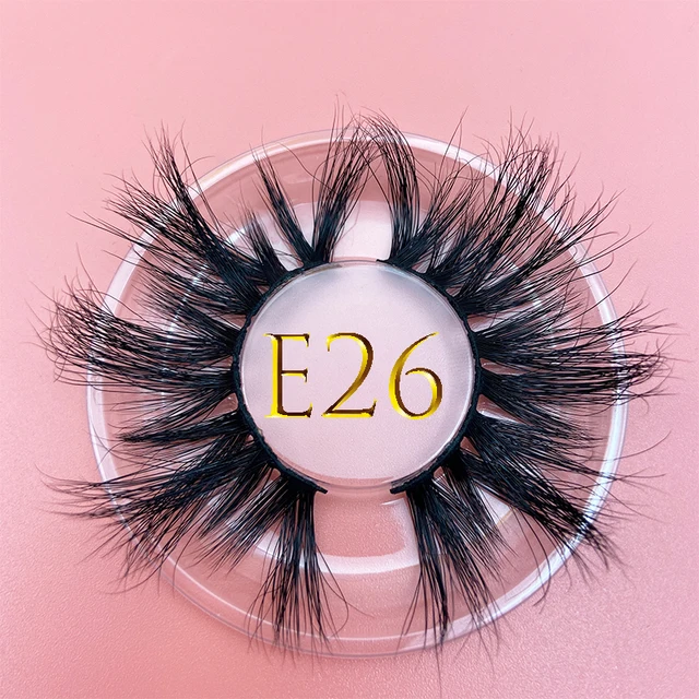 25mm E06 MIKIWI 100% handmade natural  thick  Eye lashes wispy makeup extention tools 3D mink hair volume soft false  eyelashes E 26 round case
