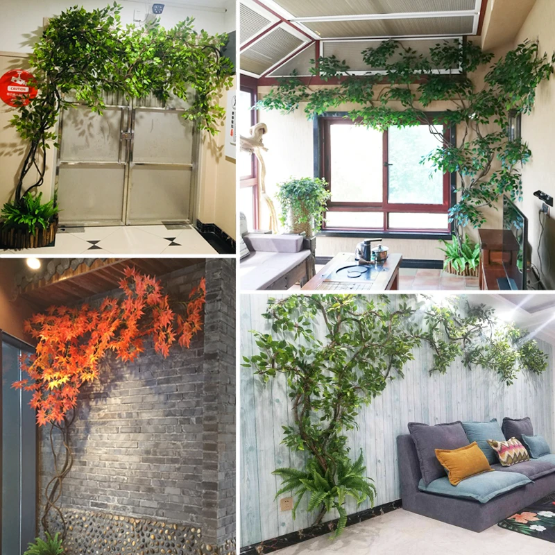 JAROWN Artificial Plant Real Touch Leaves Eucalyptus Leaves Ginkgo Leaves Maple Leaf Fake Branches Wedding DIY Decoration Home Decoration (1)_副本