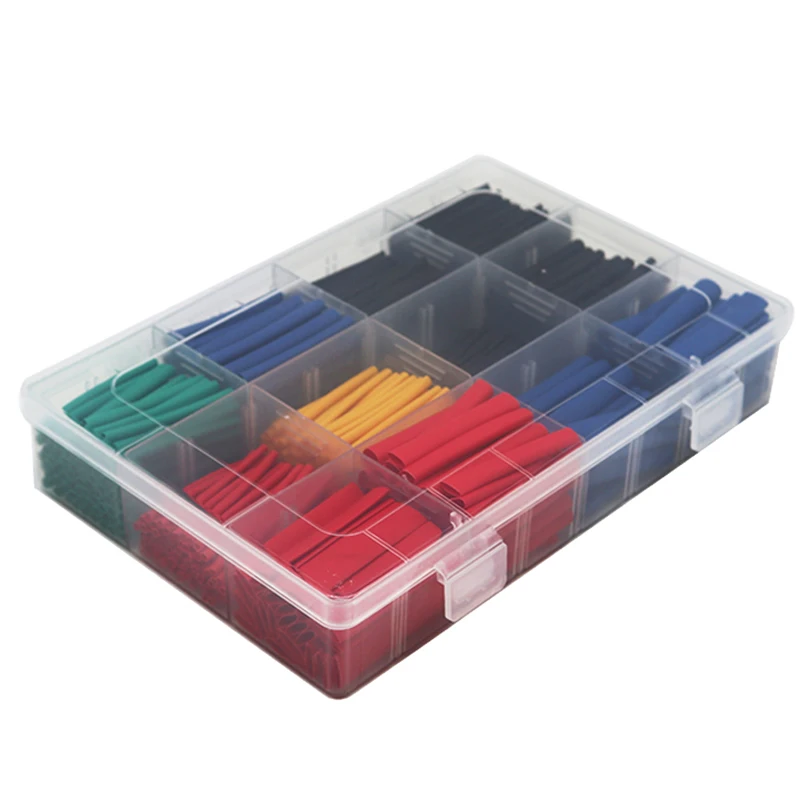Kit de Isolamento de Parede Fina Plástico Resiliente Tubo Termoresistente Preto Tubo Termorretrátil Termoretrato Gaine 560 Pcs