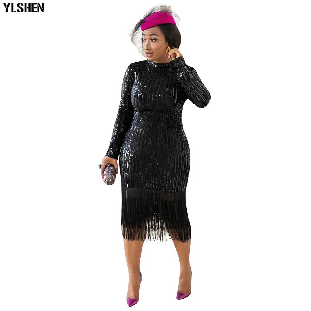 African Dresses for Women Dashiki Super Elastic Sequins Tassel African Dress African Clothes New Ankara Dresses Africa Clothing 01
