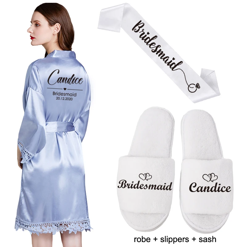 蓝灰色 robe shoe sash