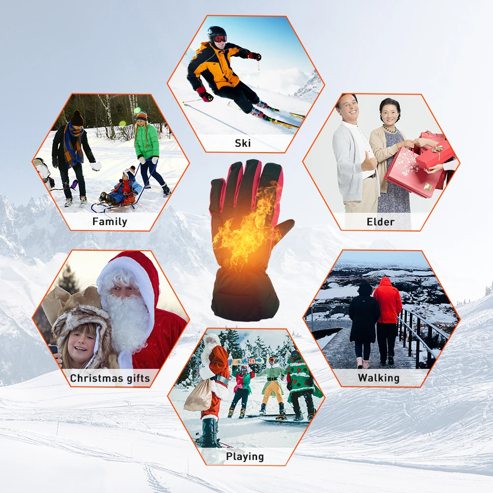 Перчатки с электрическим подогревом с питанием от батареи АА зимние водонепроницаемые перчатки с сенсорным экраном для мужчин и женщин, перчатки для катания на лыжах и снегу