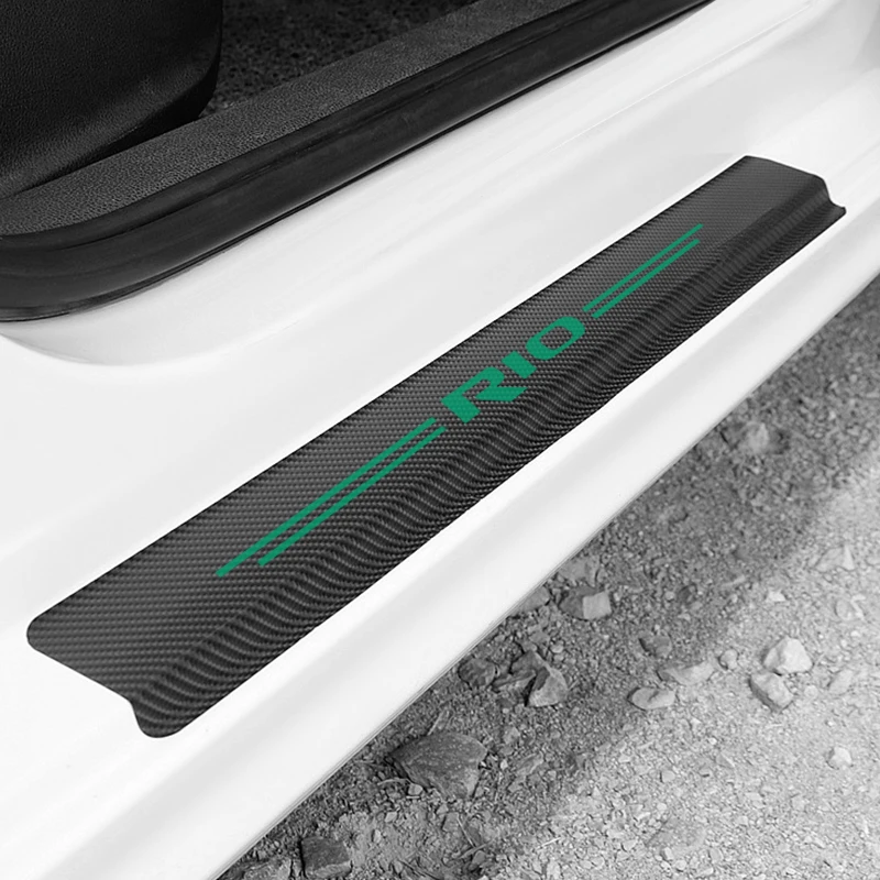 4PCS Carbon Fiber Vinyl Welcome Pedals Sill Guards sticker car door sill sticker for Kia RIO ceed sportage cerato soul sorento