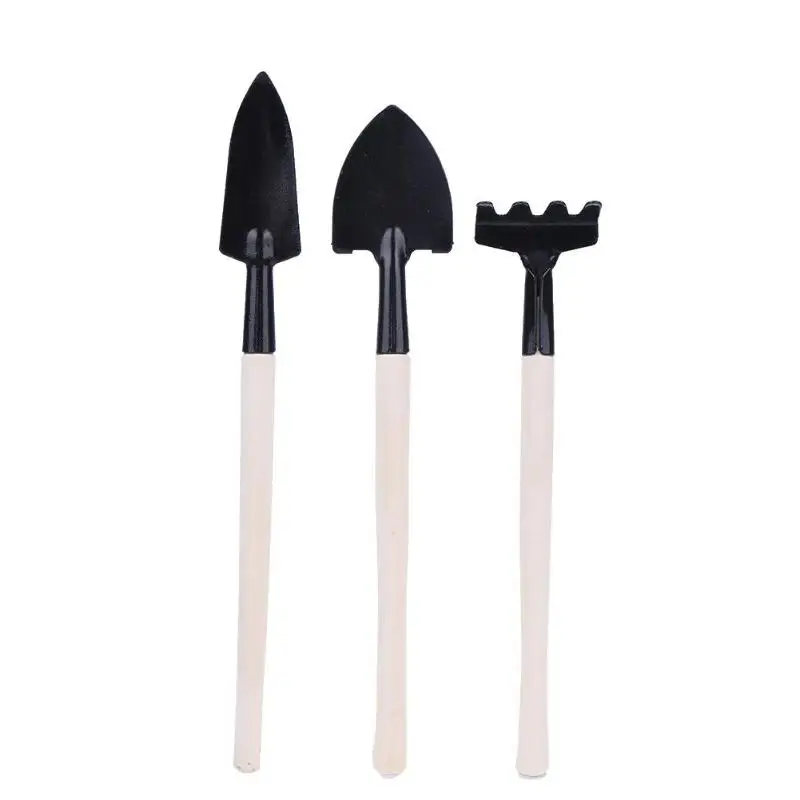 

3 pcs Mini Spade Shovel Harrow Set Gardening Potted Plants Maintenance Suit Tools With Wooden Handle Garden Tool