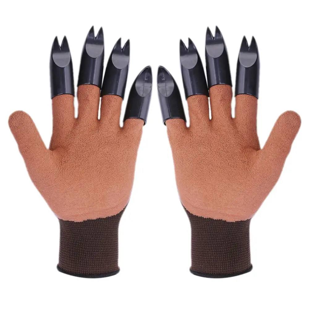 1 Pair Garden Gloves 4 ABS Plastic Garden Genie Rubber Gloves With Claws Quick Easy to Dig and Plant For Digging Planting - Цвет: L