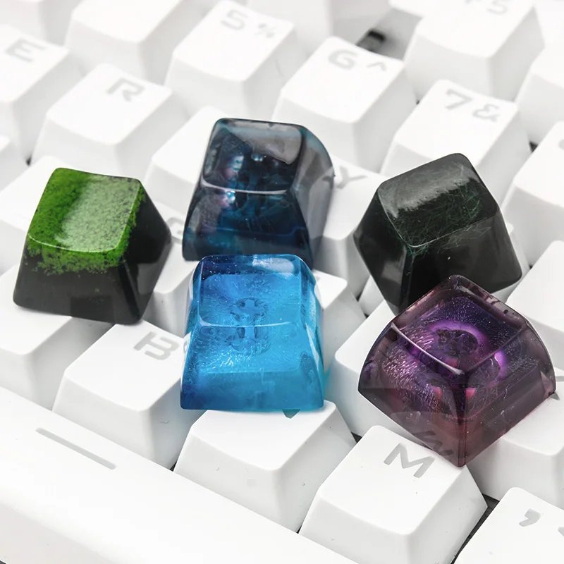 Feito à Mão Adequado para Cereja Personalizado Resina Keycaps Teclado Mecânico Backlit Presente Selva Aquática mx 1pc - Imagem 2