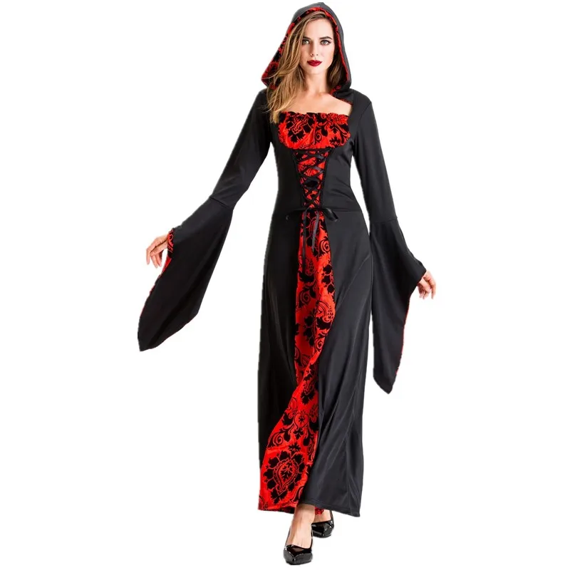 

Halloween Sexy Adult Women Magician Long Robes Cosplay Costume Mexican Day of The Dead Horror Vampire Zombie Fancy Dress