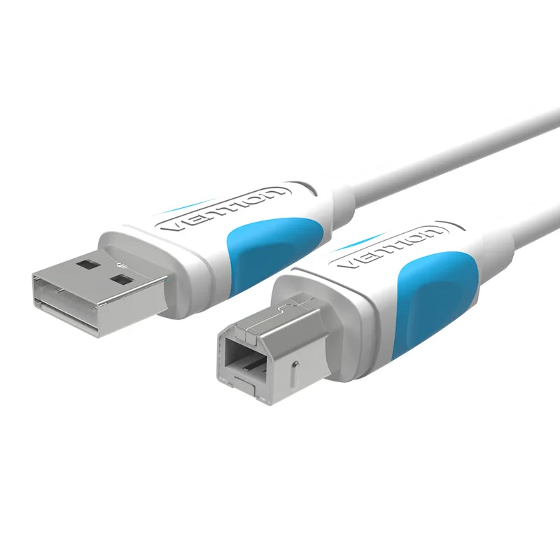 Vention USB 2,0 кабель для печати USB 2,0 type A Male To B Male Синхронизация данных сканер USB кабель для принтера 1 м 2 м для принтера hp Canon Epson - Цвет: No Ring- White