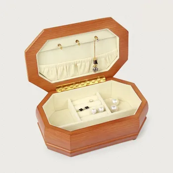 

Solid wood octagonal jewelry box wooden receiving box high-grade jewelry necklace ear nail jewelry box