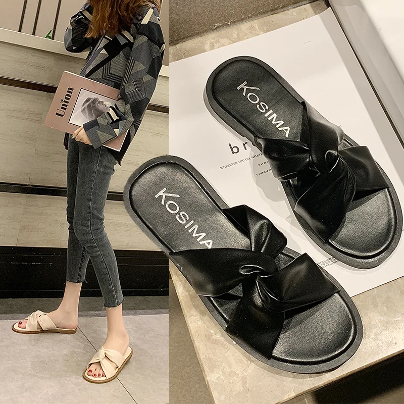

2019 New Style Women's Shoes Summer Online Celebrity Women's Shoes Versatile Flat Sandals Holiday Slipper Seaside