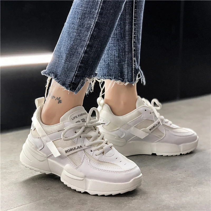 817W-White Женские кроссовки; коллекция года; разноцветная женская обувь на толстой подошве; обувь на платформе, визуально увеличивающая рост; Женская Повседневная Дизайнерская обувь - Цвет: 817W-White