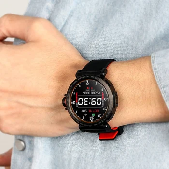 

S18 Full Sn Press Smart Watch IP68 Waterproof Men Sports Clock Heart Rate Monitor Smartwatch for IOS Android Phone Red