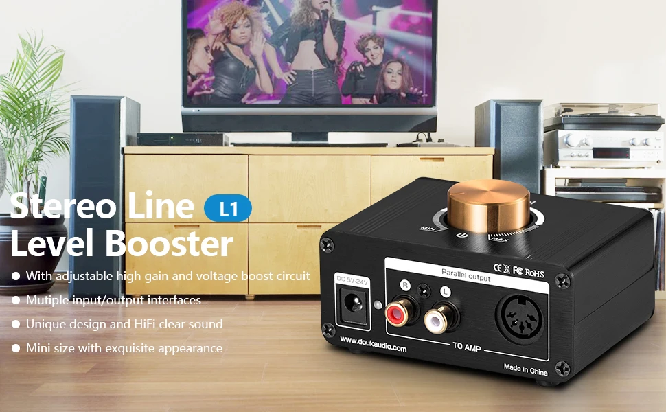 Douk Audio L1 Mini Stereo Line-Level-Booster Audio Signal Verstärker HiFi Digital Preamp Volume Control für Telefon TV Audio player – Detail 1