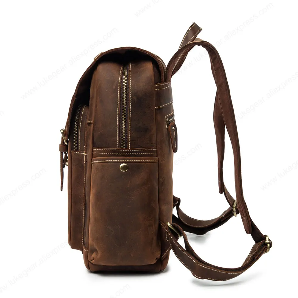 Genuine Leather Backpack Women Vintage Style Backbags Big Capacity Real Material School Bags for Teenager