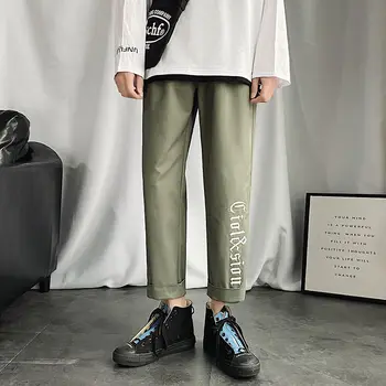 

2020 Spring And Summer New Youth Popular Solid Color Simple Letter Embroidery Loose Straight Pants Fashion Casual Overalls