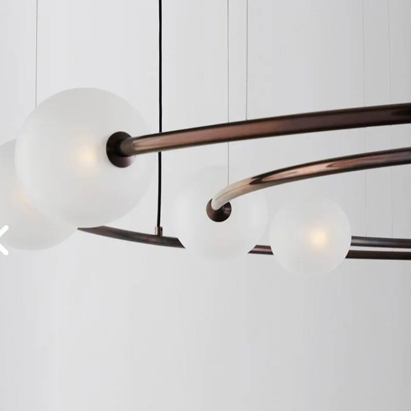 Retro Vintage LED Round Pendant Lights Creative Modern Galactic Glass Hanging Lamp for Restaurant Livingroom Bar Cafe Lustres