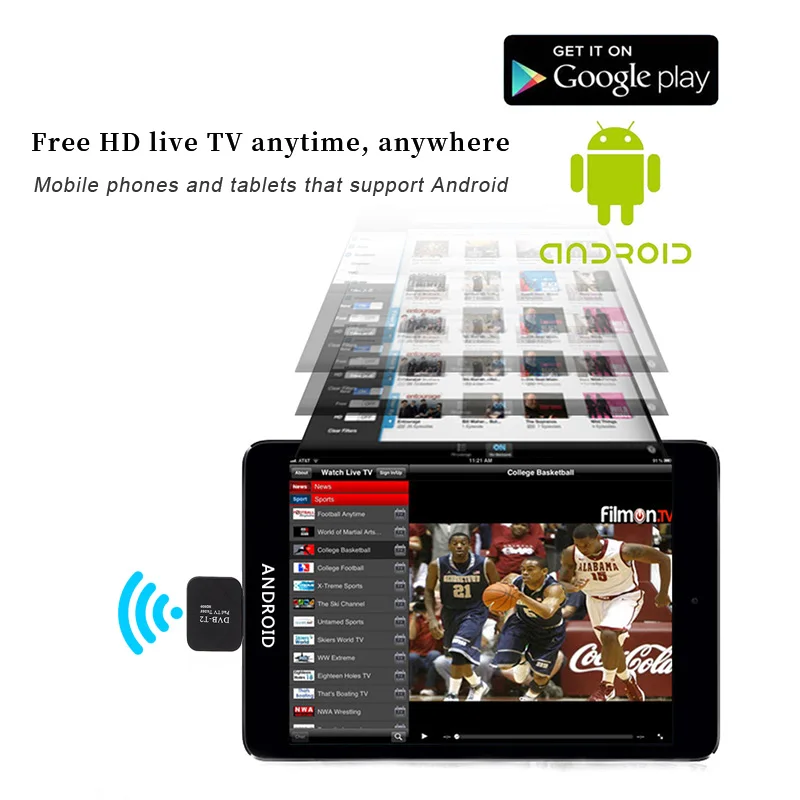 ZYKER DVB-T2 Pad USB ТВ-тюнер HD антена цифровой HD ТВ-DVB-T2 ТВ-палка ТВ-часы Live приемник для Android Pad телефон планшет ПК