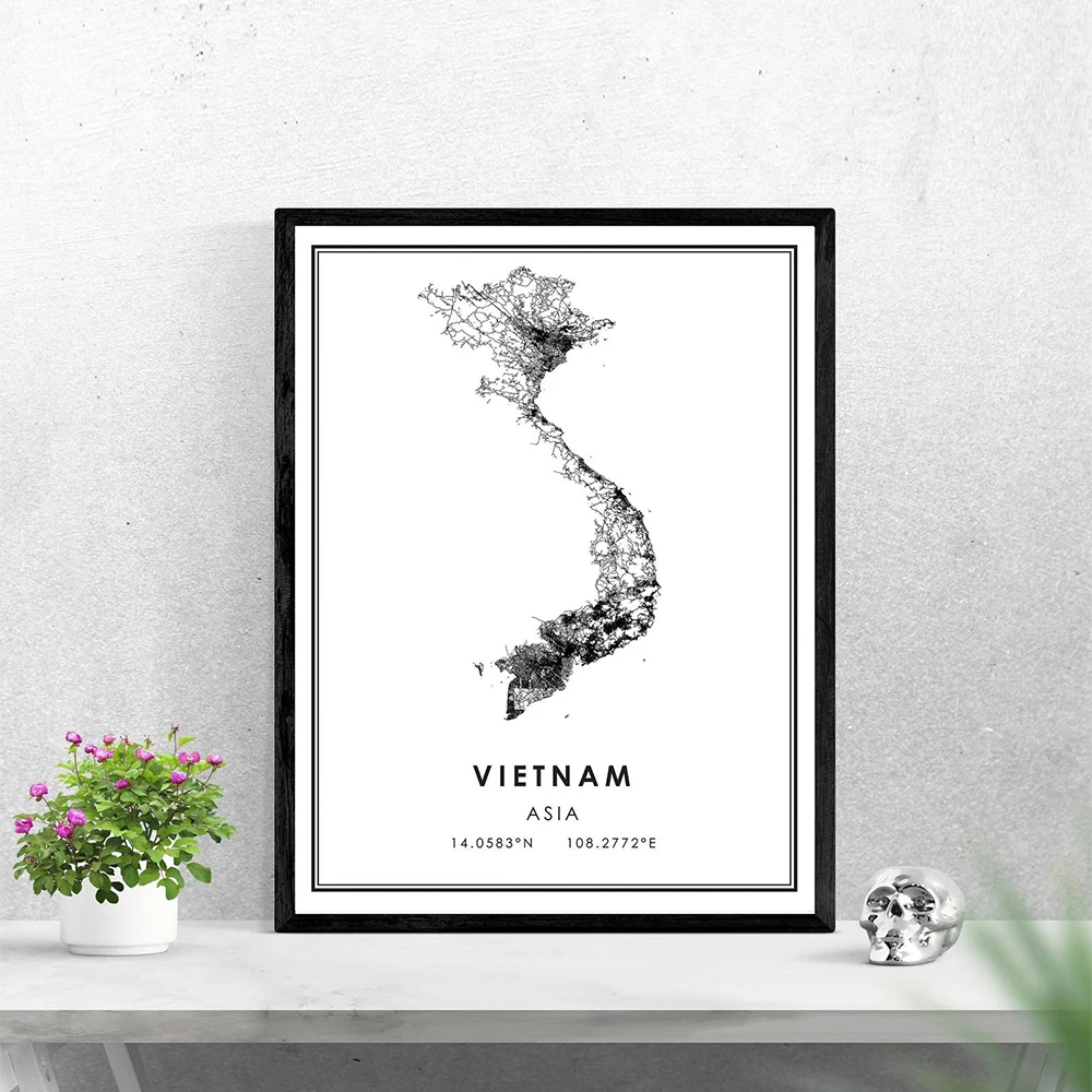 Prints Vietnam Street City Map Poster Modern Canvas Painting Abstract Wall Art For Living Room Home Decor | Дом и сад