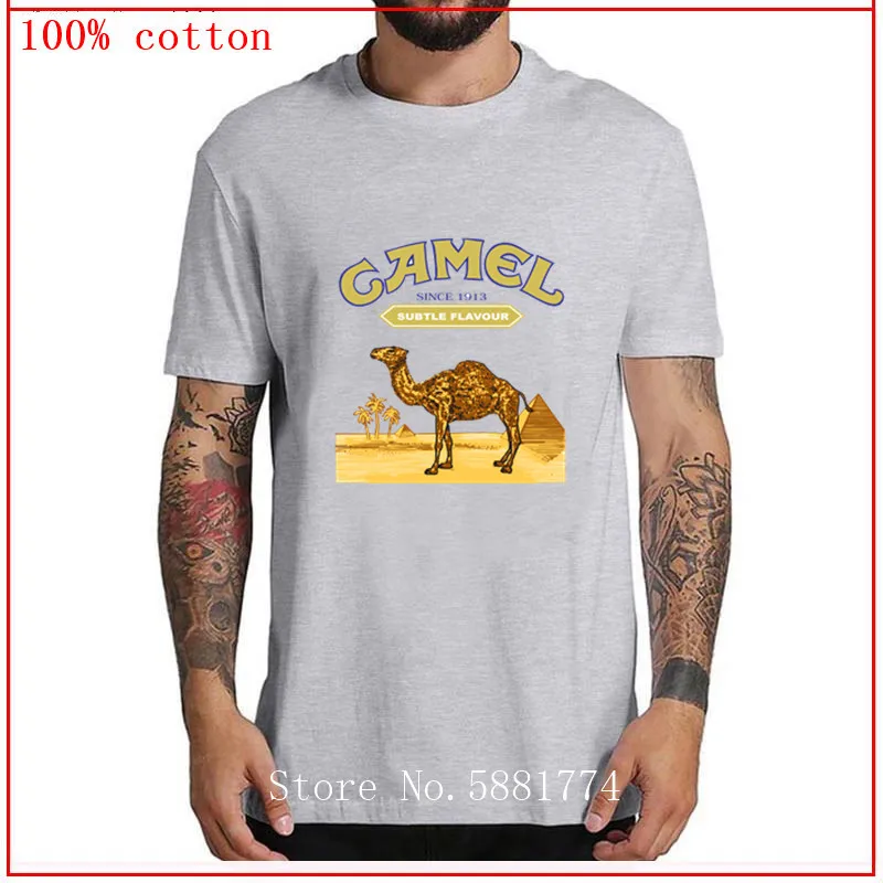 Новейшая мода camel-logo Высококачественная Мужская футболка Летняя уличная одежда
