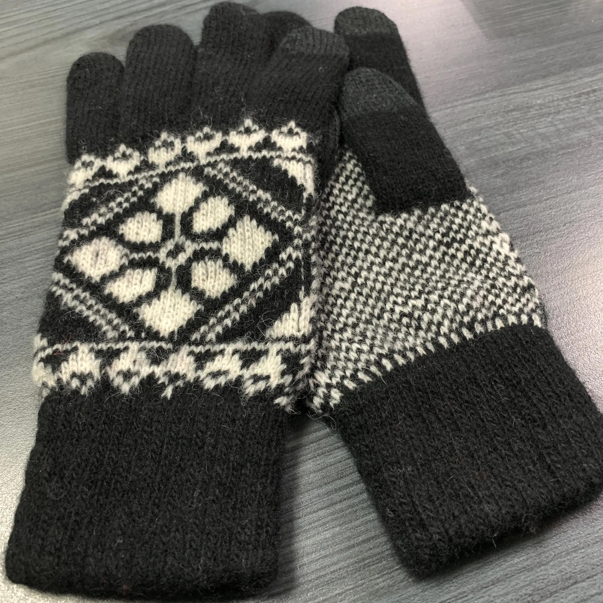 Ruceriver мужские шерстяные зимние перчатки без подкладки со снежинками