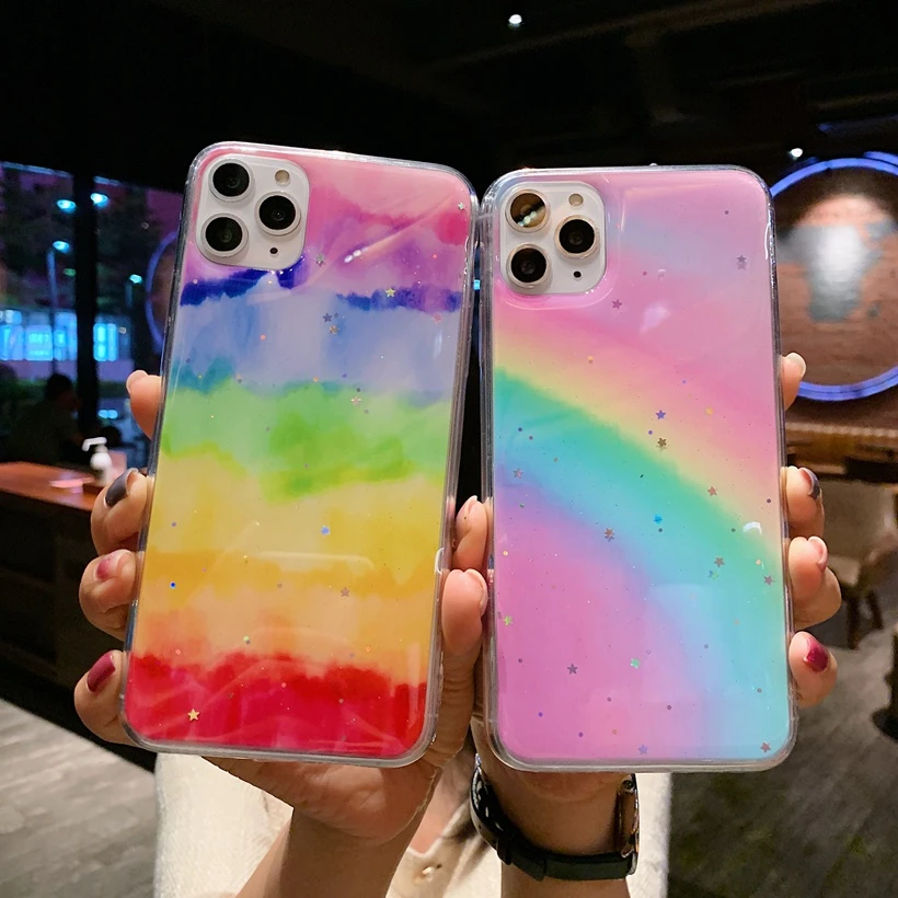 Радужный блестящий чехол для телефона Huawei P20 P30 P40 Lite Pro Nova 3 3i 5 5i 6 7 6SE 7SE 7i цветной