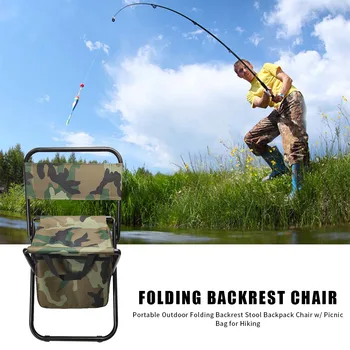 

Portable Backpack Stool Folding Backrest Chair Environmental Protection and Durability with Bag Camo for Outdoor Fishing