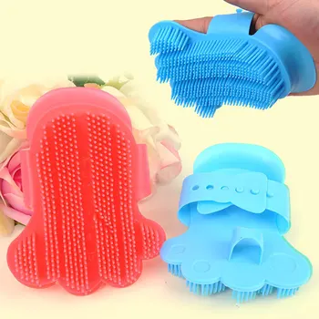 

Pet Dog Cat Finger Bath Massage Brush Comb Glove Hair Fur Grooming Massaging Mit pet shower dog brush