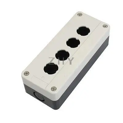 

White Black Plastic 22mm Hole 4 Push Button Switch Control Station Box