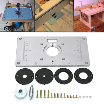 

Universal Router Table Plate Aluminum Router Table Insert Plate + 4 Rings Screws for Woodworking Benches, 235mm x 120mm x 8mm