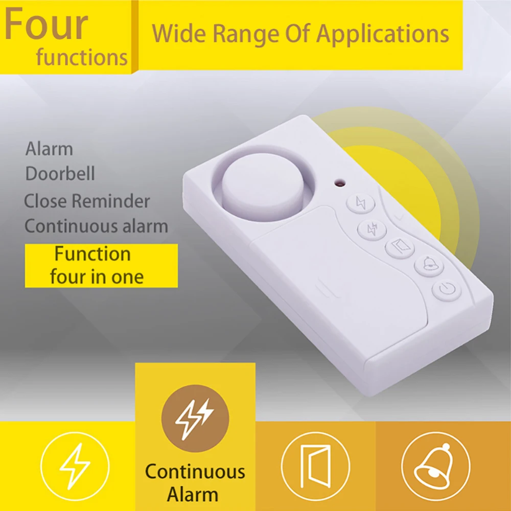 Sensor de seguridad antirrobo inalámbrico para puerta para ventana de casa, 4 modos, alarma de puerta, congeladores, recordatorio de cierre, alarma continua, seguridad del hogar