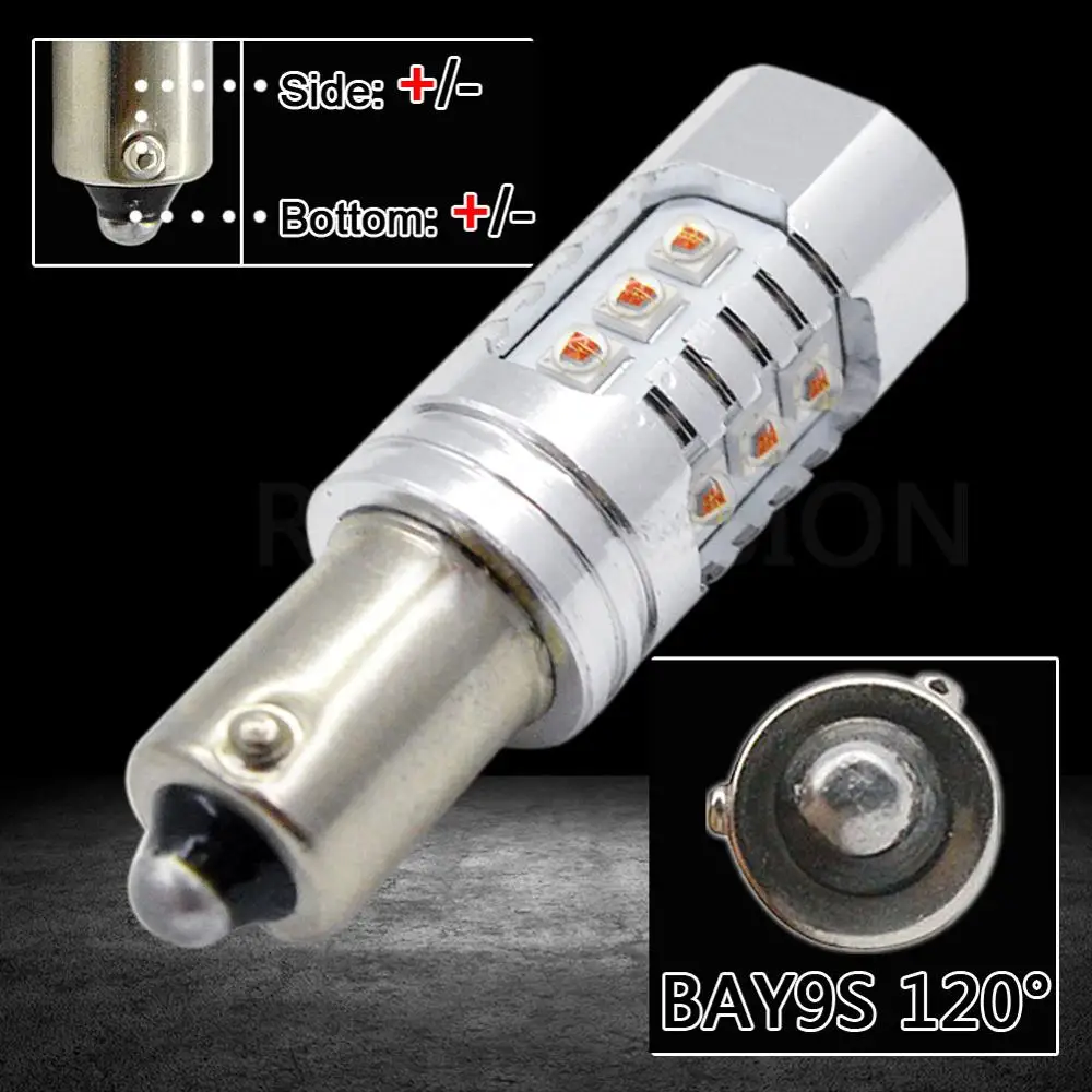 2x50 Вт 80 Вт светодиодный BA9S BAX9S H6W BAY9S H21W лампа желтый XB-D чипы Canbus без ошибок светодиодный парковочные фары автомобиля лампы DRL 12-24 В для Opel