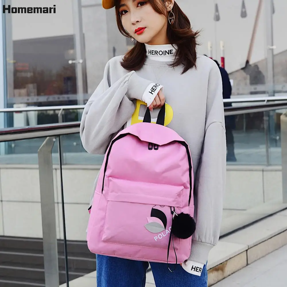 Trendy Laptop Backpack For College - Large Capacity Nylon Daypack With Pendant, Preppy Aesthetic Style