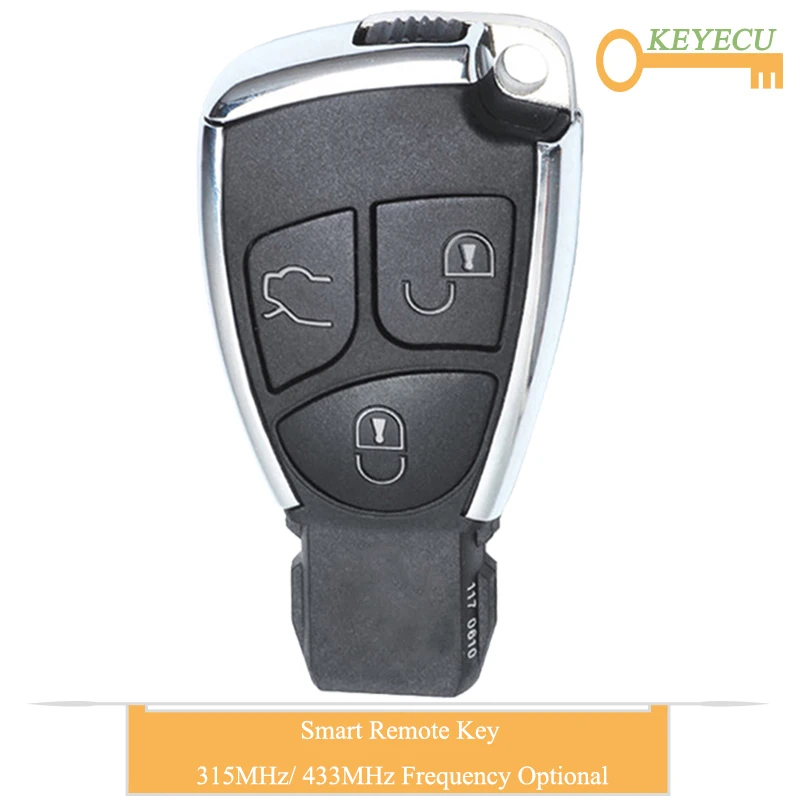 

KEYECU Smart Remote Control Car Key for Mercedes-Benz MB Before 2014, Replacement FOB 3 Buttons - 315MHz/ 433MHz Frequency