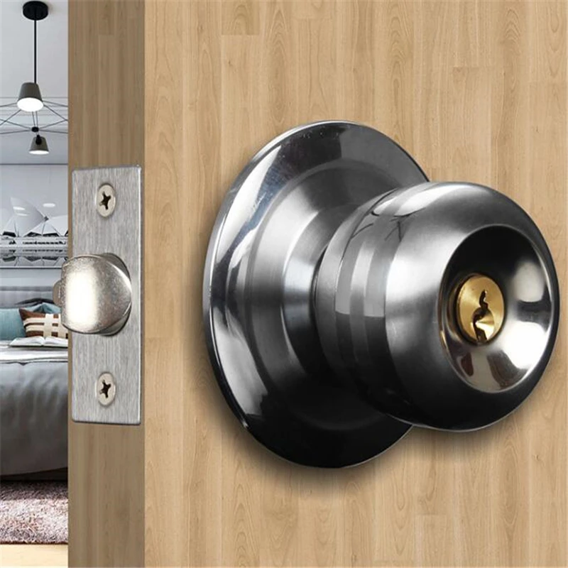 Home Door Locks Round Ball Privacy Door Knob Set Bathroom Handle Lock With Key For Home Door Hardware Accessories afbeelding