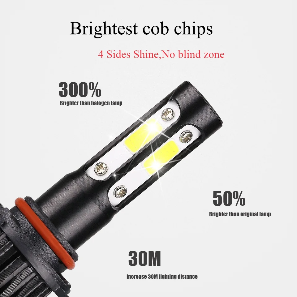Anmingpu 2x90 Вт 10000LM 9005 HB3 Светодиодная лампа в головную фару H4 H7 светодиодный 4 стороны H8 H9 H11 Led 9006 HB4 авто светодиодный налобный фонарь с can-bus 6500K 12V