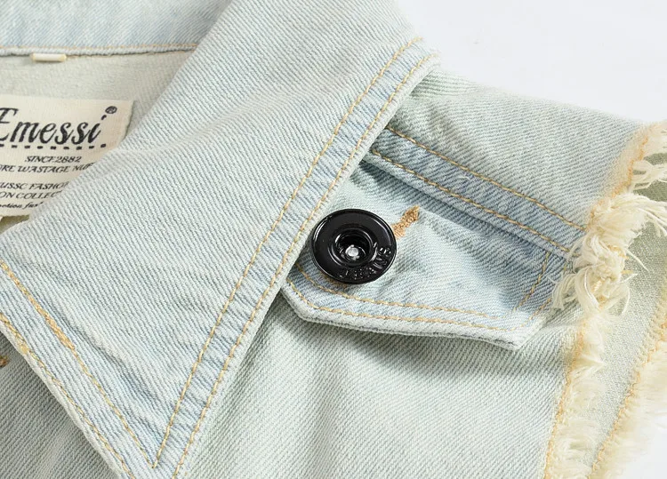 Cool Music Cool New Style Korean-style Slim Fit Fashion Men'S Wear Men Denim Jacket Denim Waistcoat Nostalgic Light Color Cowboy